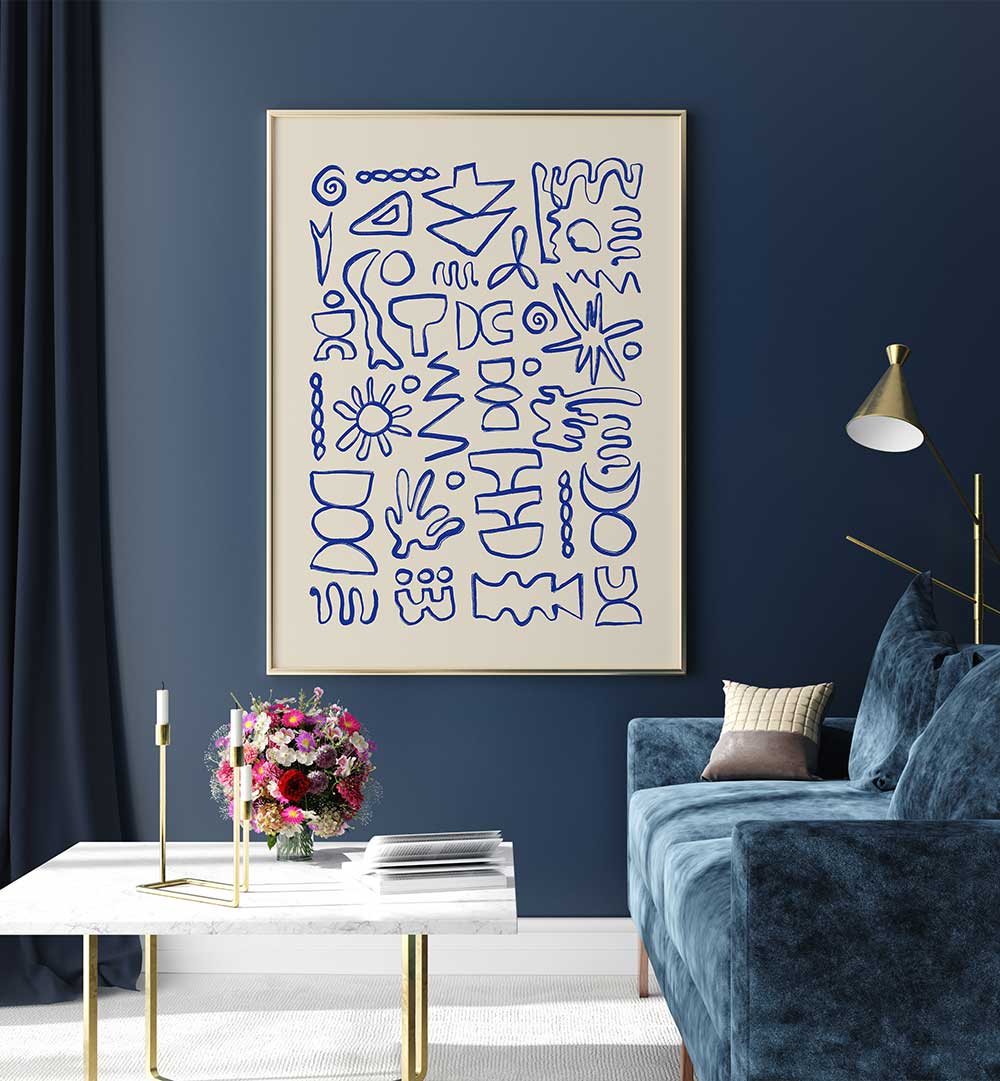 BLUE DOODLES , DOODLE ART PAINTINGS