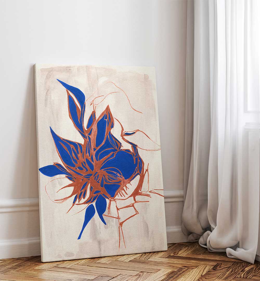 BLUE FLORAL ELEGANCE III , ORGANIC FORMS