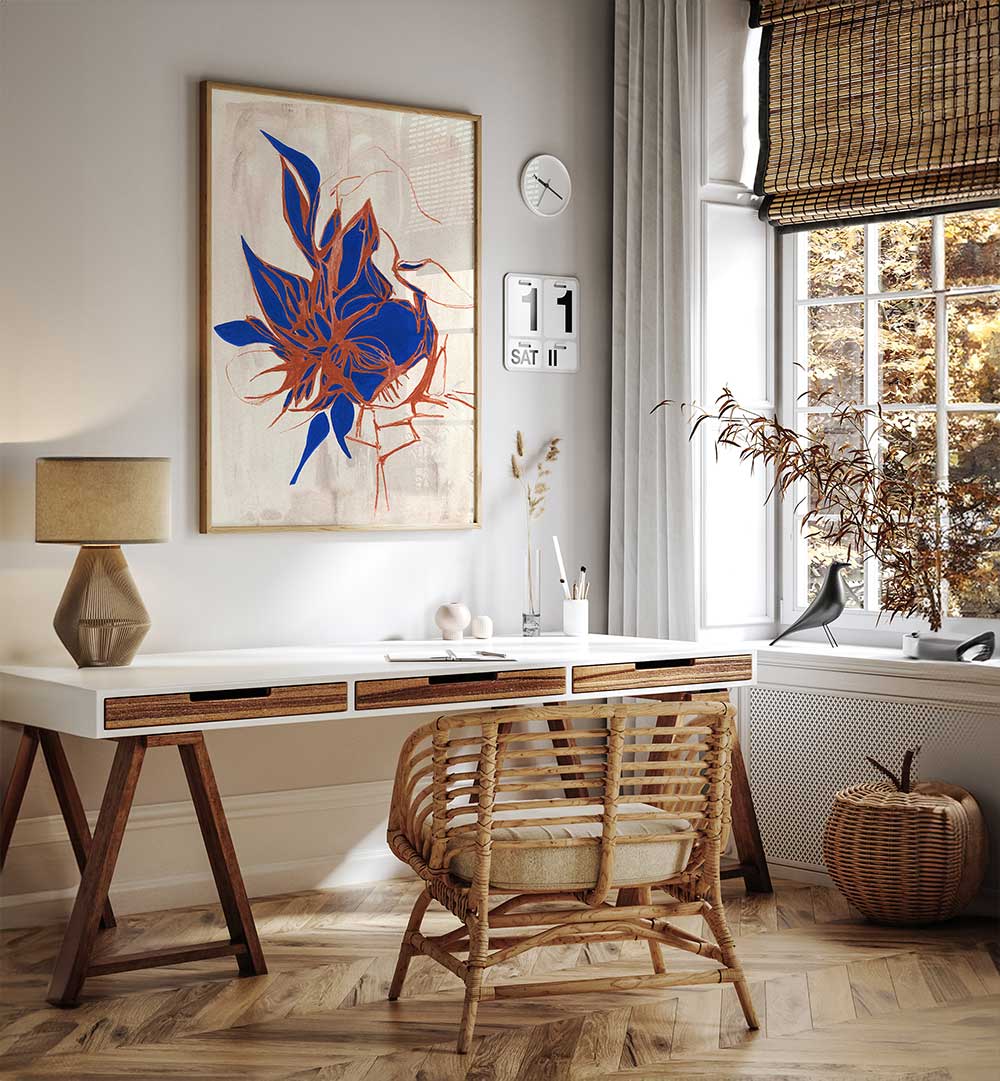 BLUE FLORAL ELEGANCE III , ORGANIC FORMS