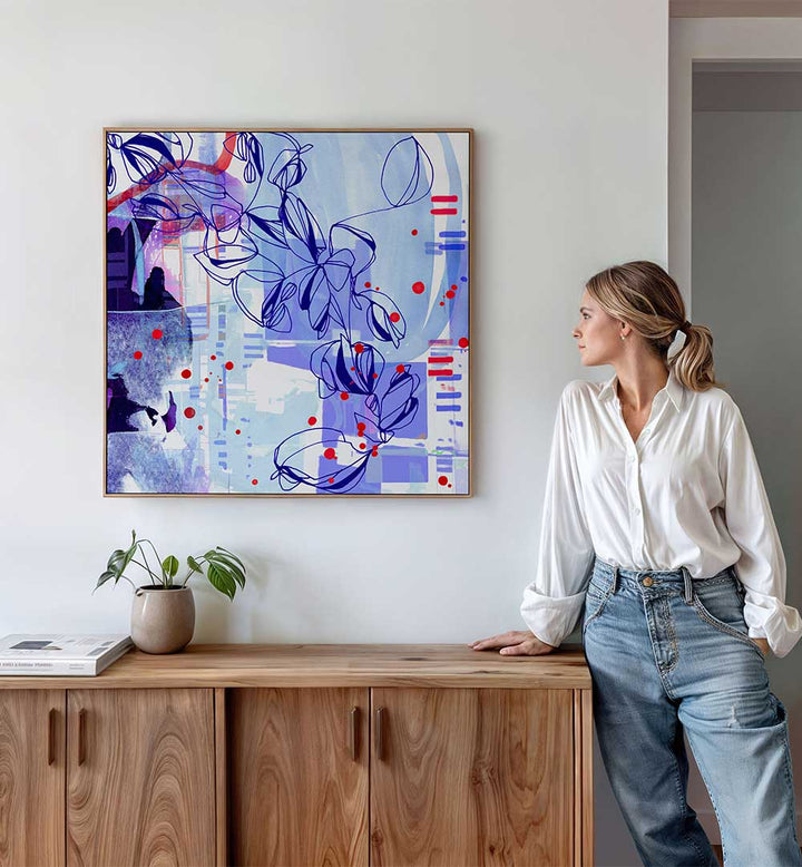 BLUE FLORAL ELEGANCE , ORGANIC FORMS