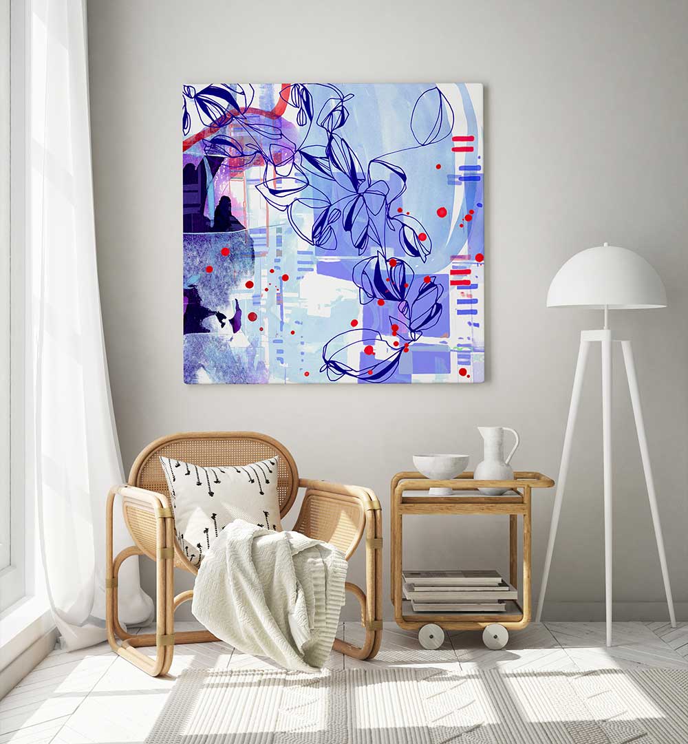 BLUE FLORAL ELEGANCE , ORGANIC FORMS