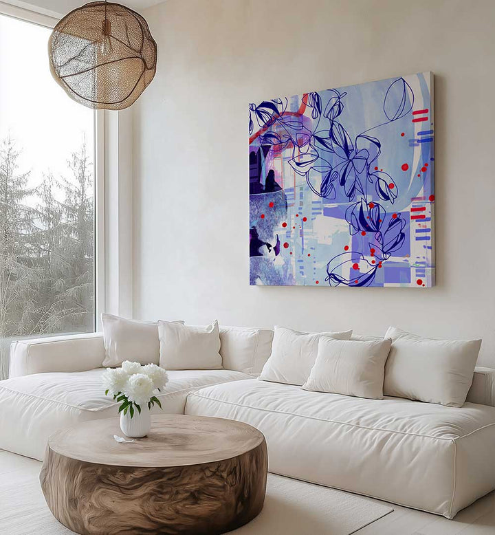 BLUE FLORAL ELEGANCE , ORGANIC FORMS