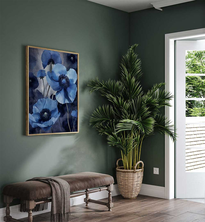 BLUE FLOWERS IV , FLORAL FLOWER PAINTINGS