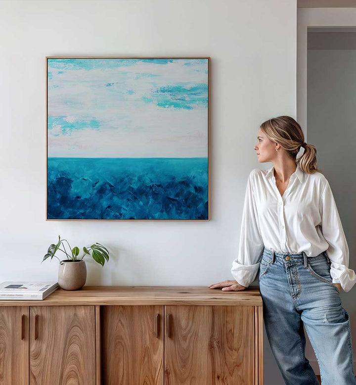 BLUE OCEAN AND A CLOUDY SKY , ABSTRACT PAINTINGS