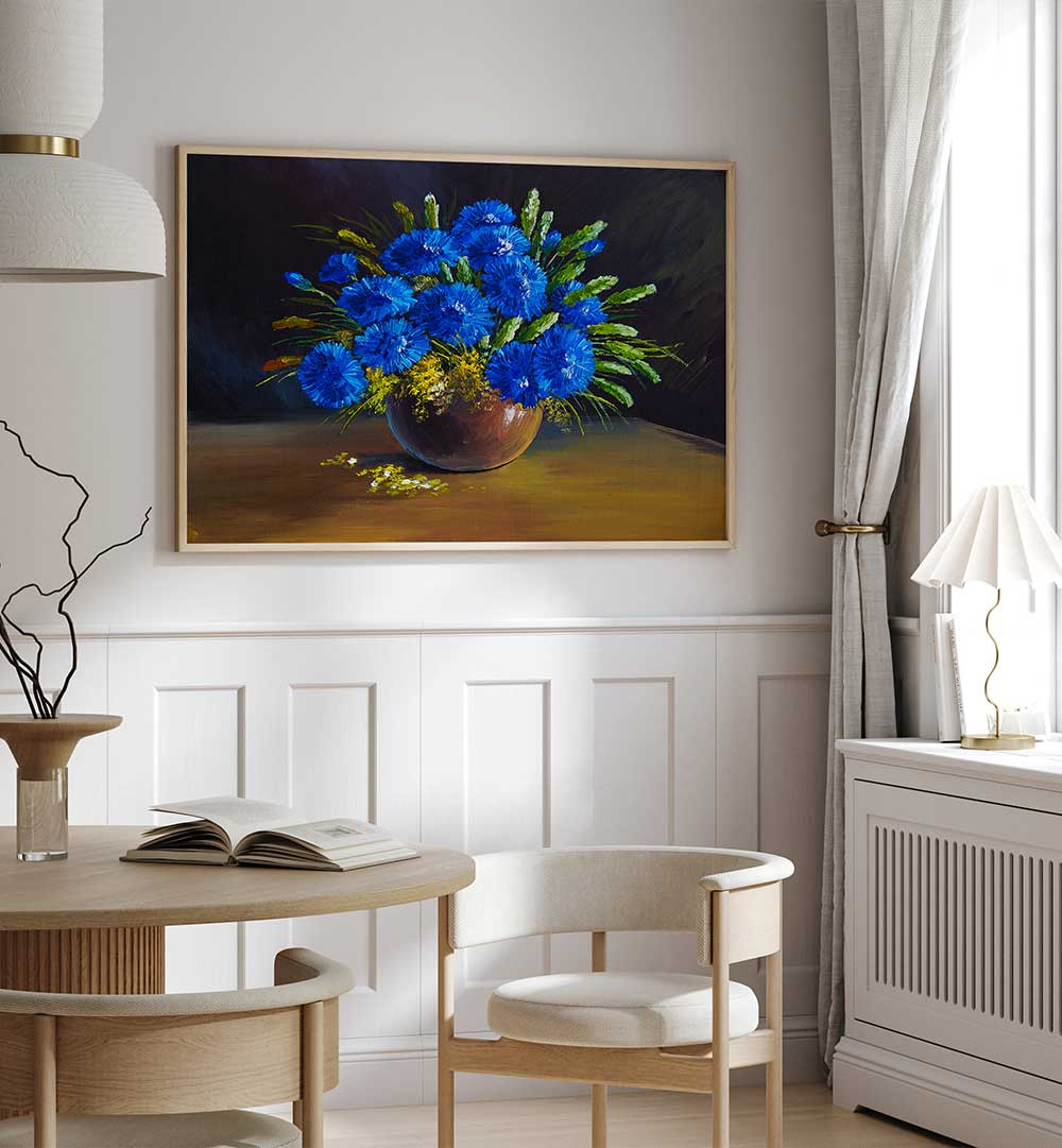 BLUE PETALS, VINTAGE EUROPEAN PAINTINGS