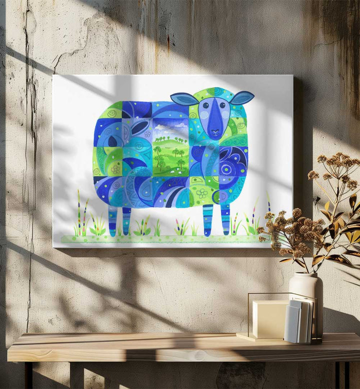 BLUE SHEEP ABSTRACT , KIDS ROOM PAINTINGS