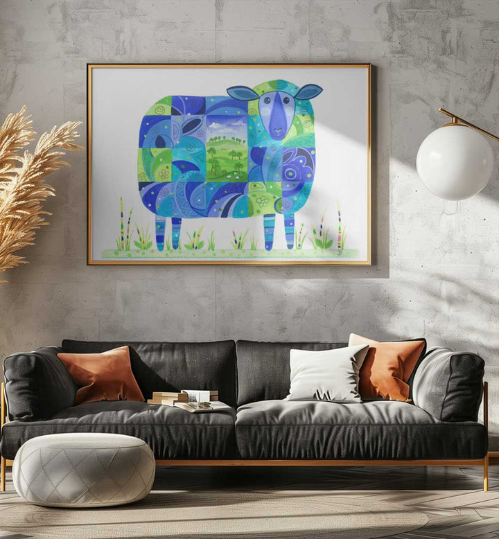 BLUE SHEEP ABSTRACT , KIDS ROOM PAINTINGS