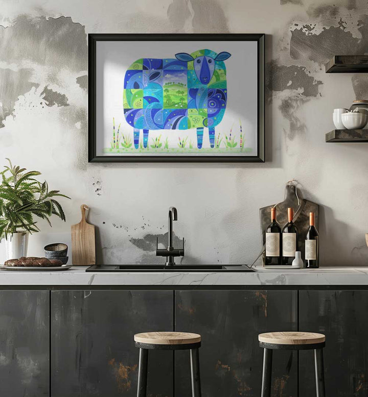 BLUE SHEEP ABSTRACT , KIDS ROOM PAINTINGS