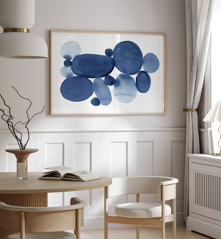 Beautiful BLUE WATERCOLOR STONES I, ABSTRACT PAINTINGS enhance your space with vibrant hues and fluid shapes.
