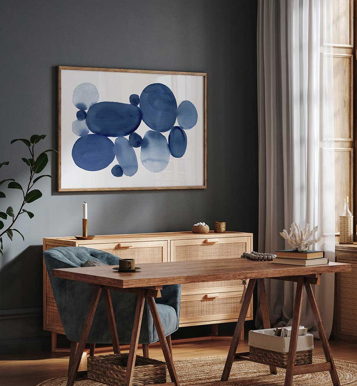 Transform your decor with BLUE WATERCOLOR STONES I, ABSTRACT PAINTINGS, showcasing vibrant hues and fluid shapes.
