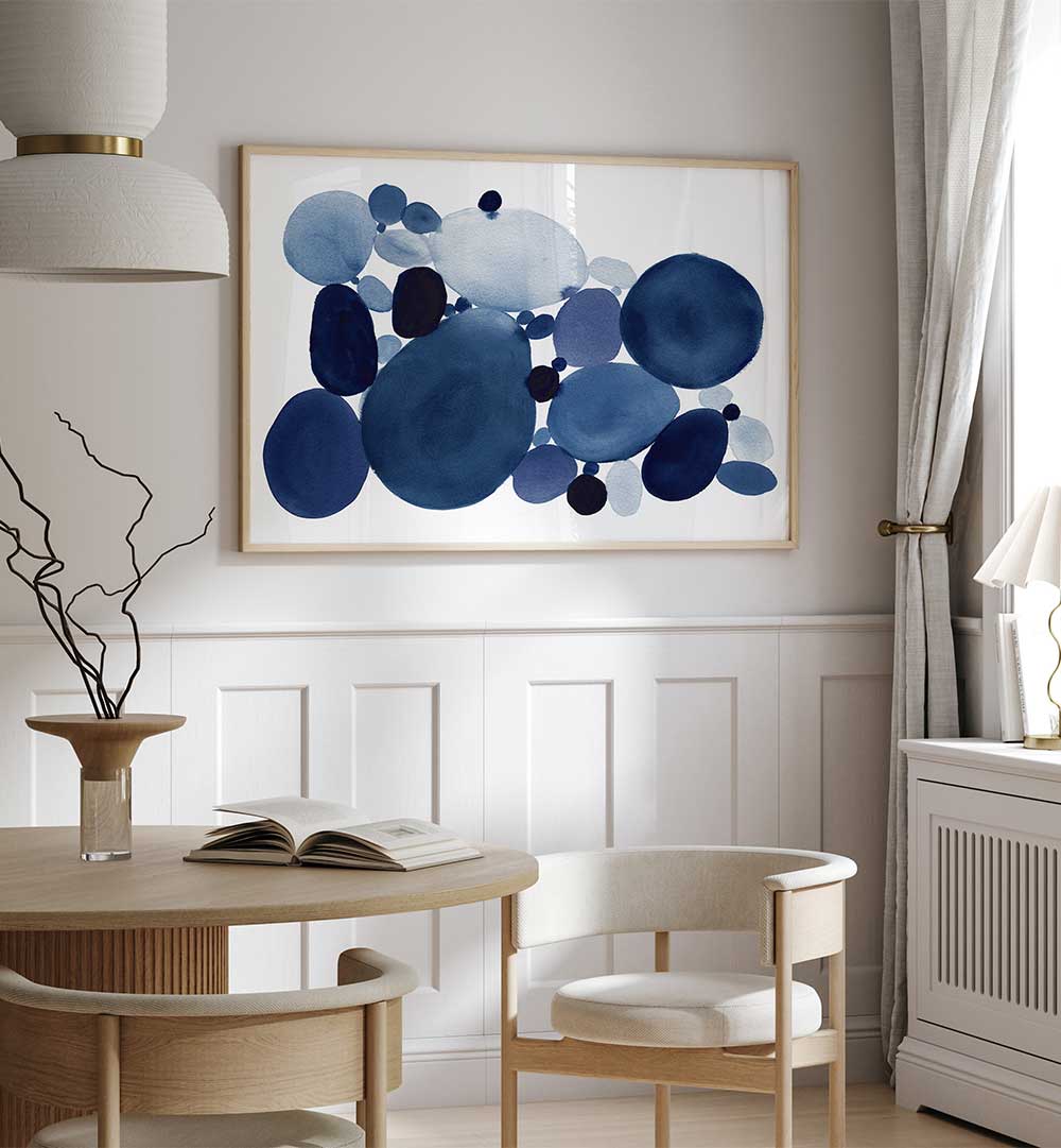 Stunning BLUE WATERCOLOR STONES II, ABSTRACT PAINTINGS bring tranquility and elegance to your living space.