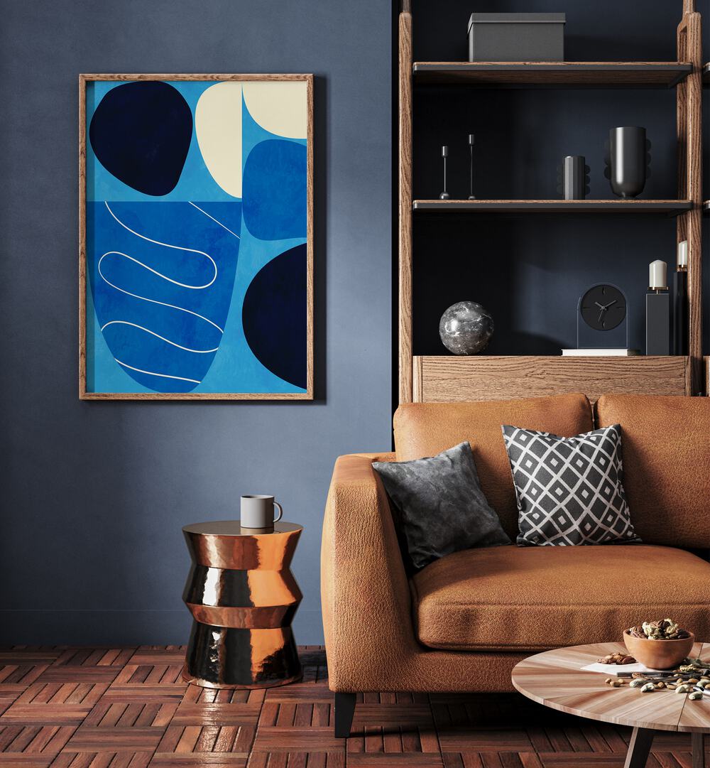 BLUE SHAPES PLAY I BY ANA RUT BRE ABSTRACT ART, ABSTRACT PAINTING