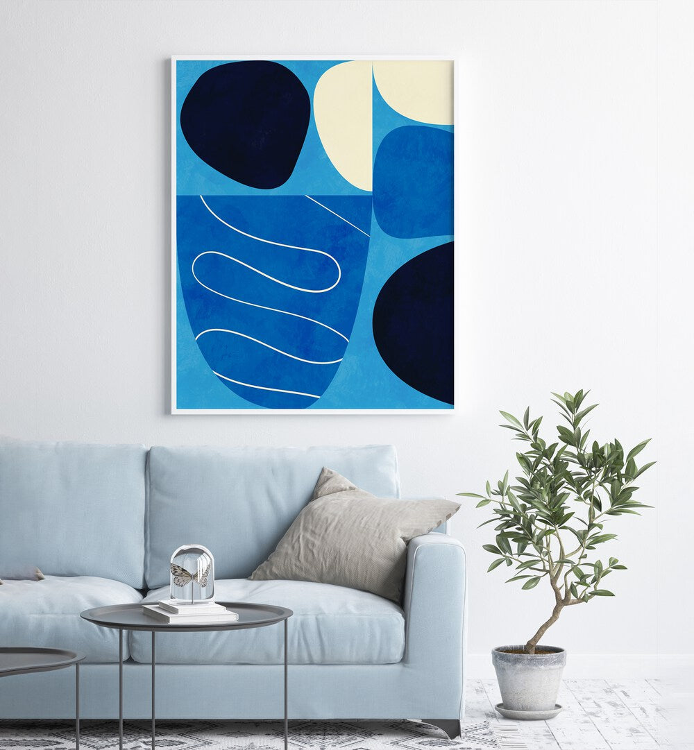 BLUE SHAPES PLAY I BY ANA RUT BRE ABSTRACT ART, ABSTRACT PAINTING