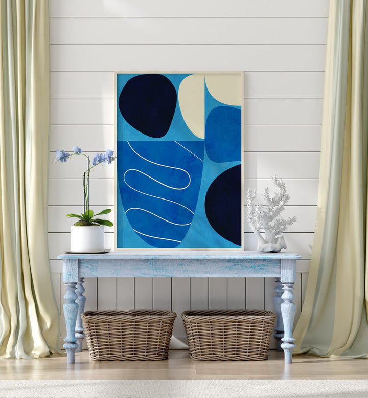 BLUE SHAPES PLAY I BY ANA RUT BRE ABSTRACT ART, ABSTRACT PAINTING