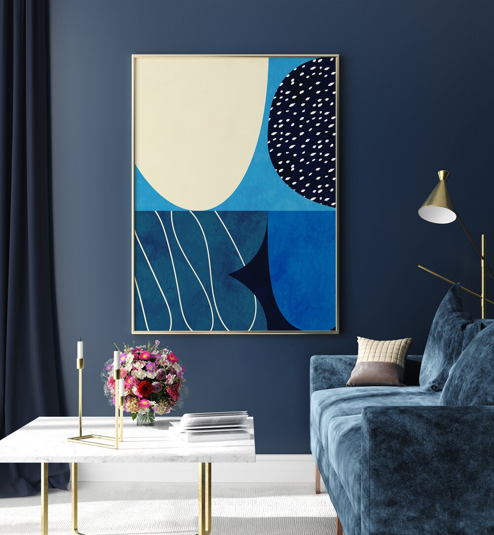 BLUE SHAPES PLAY II BY ANA RUT BRE ABSTRACT ART, ABSTRACT PAINTING