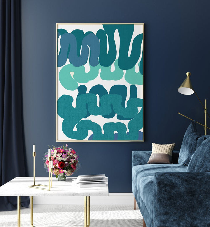 Vibrant BLUE SQUIGGLES II, ABSTRACT PAINTINGS, adds energy and movement to any creative workspace or art collection.