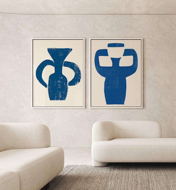 BLUE VASES SET , SET OF 2 PAINTINGS