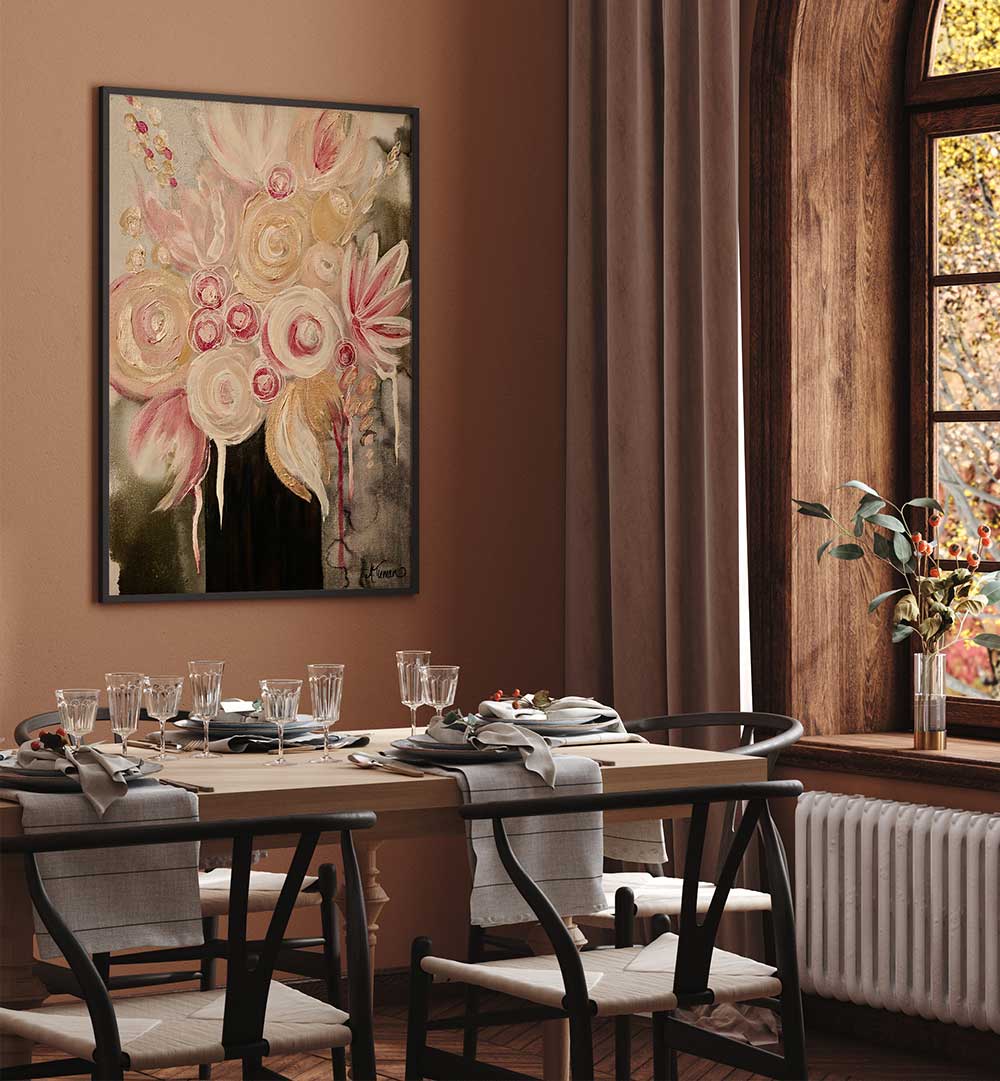 Elegant BLUSH, FLORAL FLOWER PAINTINGS enhance your space with vibrant blooms and exquisite textures. Perfect for any room.