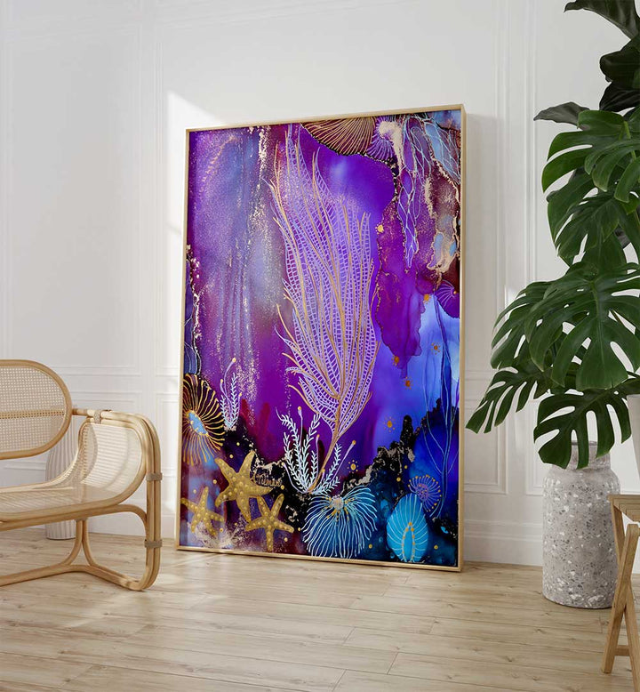 Stunning BLUSHING REEF II, BEACH PAINTINGS bring vibrant marine colors to your coastal-inspired space.