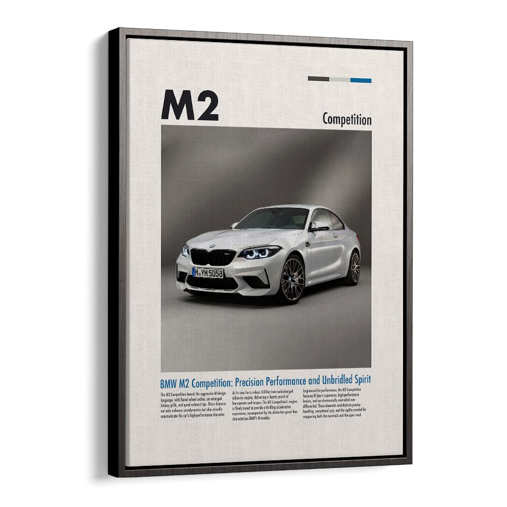 BMW M2 Competition Car Posters Automotive Wall Art Prints in Black Floater Frame