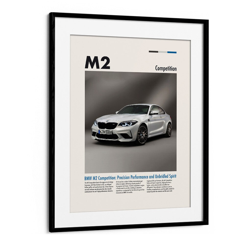 BMW M2 Competition Car Posters Automotive Wall Art Prints in Black Frame With Mount