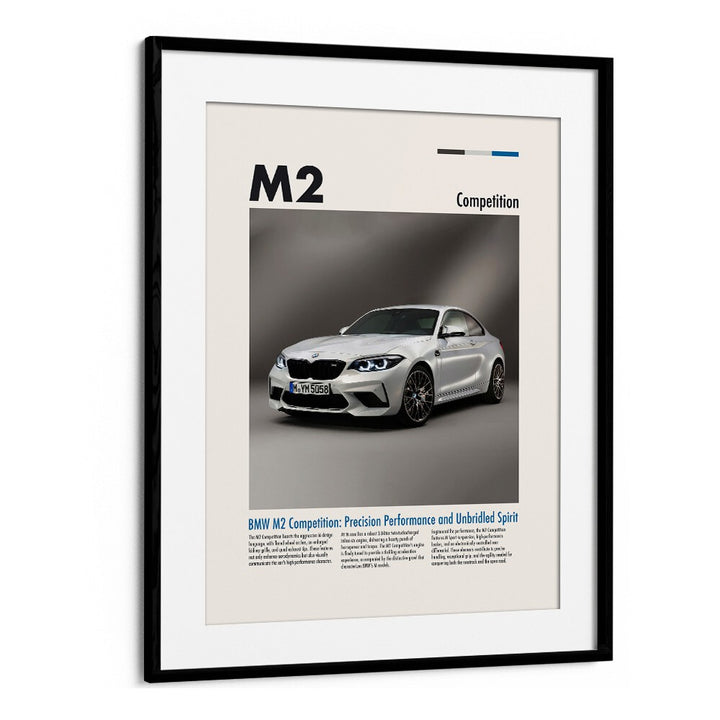 BMW M2 Competition Car Posters Automotive Wall Art Prints in Black Frame With Mount