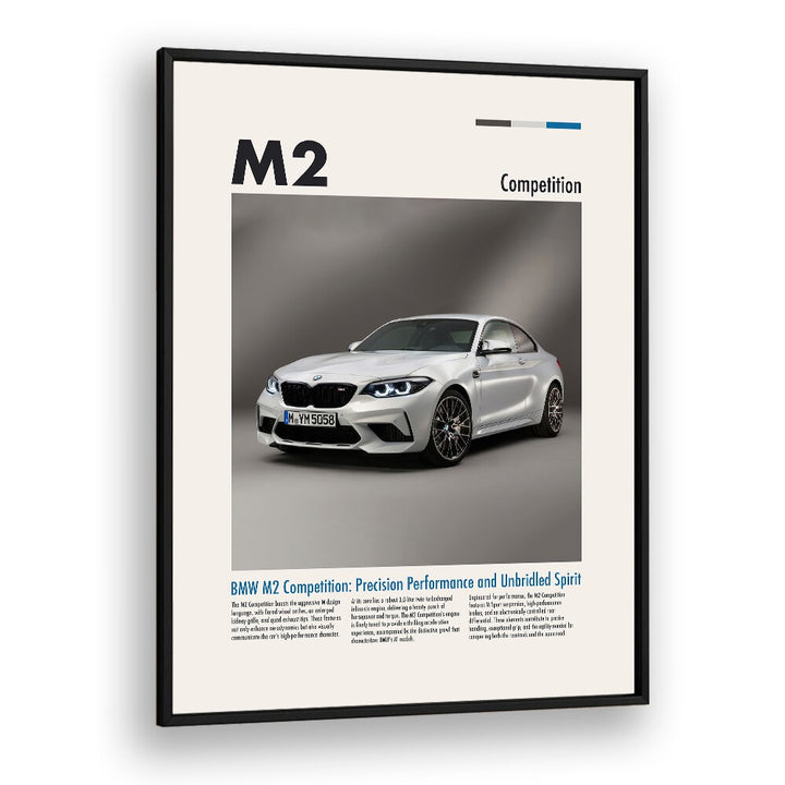 BMW M2 Competition Car Posters Automotive Wall Art Prints in Black Plain Frame