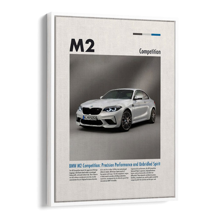 BMW M2 Competition Car Posters Automotive Wall Art Prints in White Floater Frame