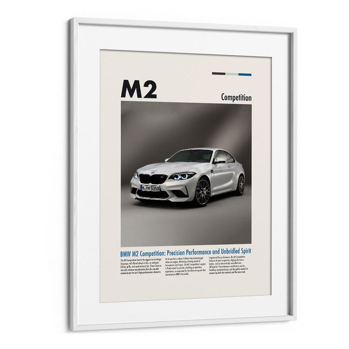 BMW M2 Competition Car Posters Automotive Wall Art Prints in White Frame With Mount