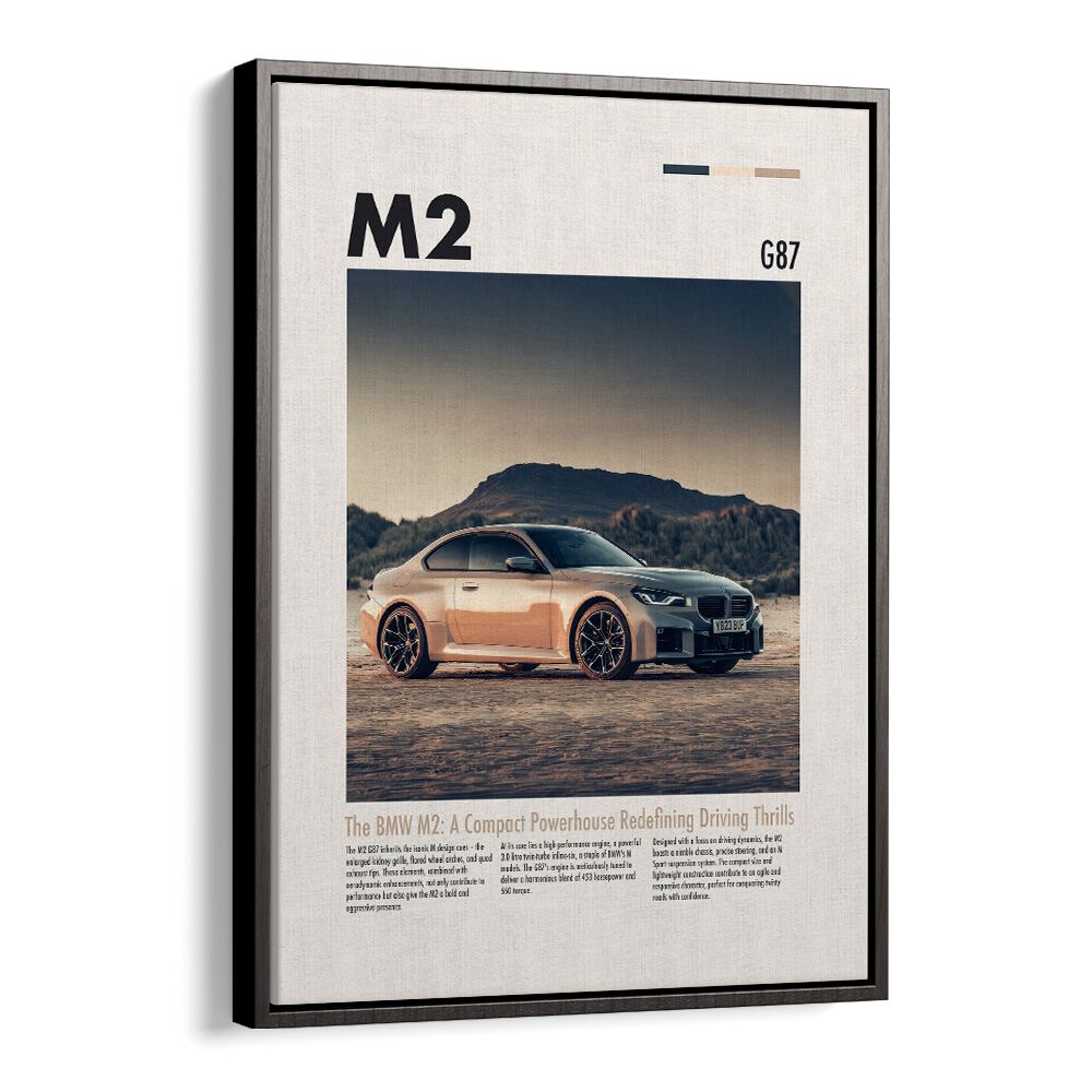 BMW M2 G87 Car Posters Automotive Wall Art Prints in Black Floater Frame