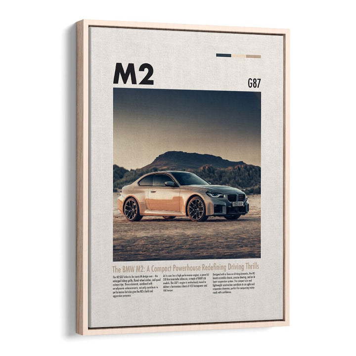 BMW M2 G87 Car Posters Automotive Wall Art Prints in Oak Wood Floater Frame