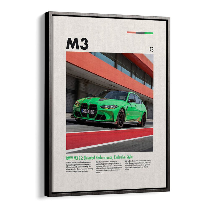 BMW M3 CS Car Posters Automotive Wall Art Prints in Black Floater Frame