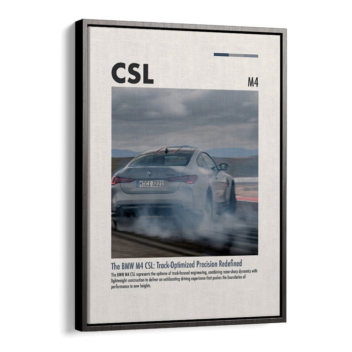 BMW M4 CSL I Car Posters Automotive Wall Art Prints in Black Floater Frame