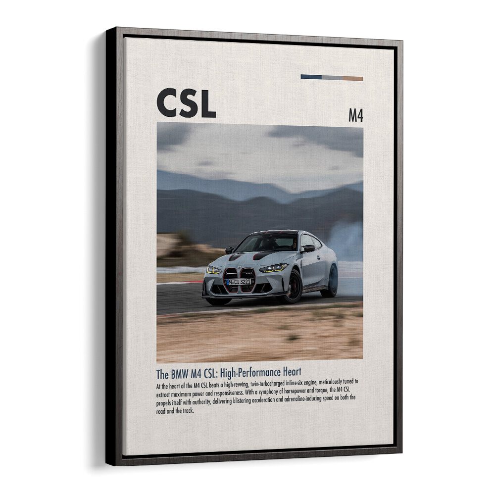 BMW M4 CSL II Car Posters Automotive Wall Art Prints in Black Floater Frame