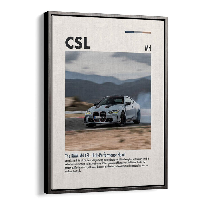 BMW M4 CSL II Car Posters Automotive Wall Art Prints in Black Floater Frame