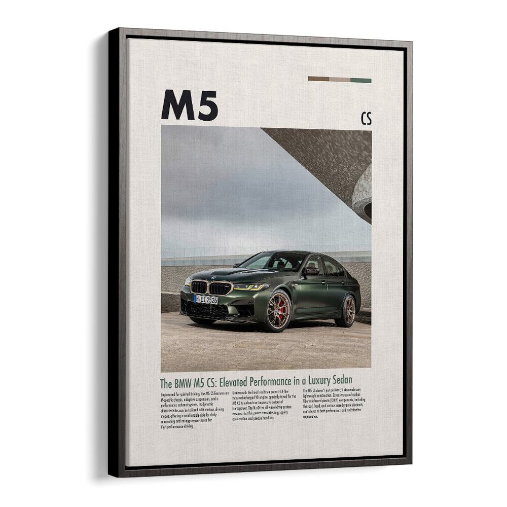 BMW M5 CS Car Posters Automotive Wall Art Prints in Black Floater Frame