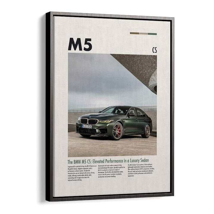 BMW M5 CS Car Posters Automotive Wall Art Prints in Black Floater Frame