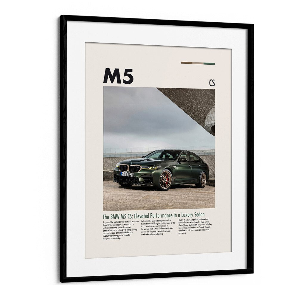 BMW M5 CS Car Posters Automotive Wall Art Prints in Black Frame With Mount