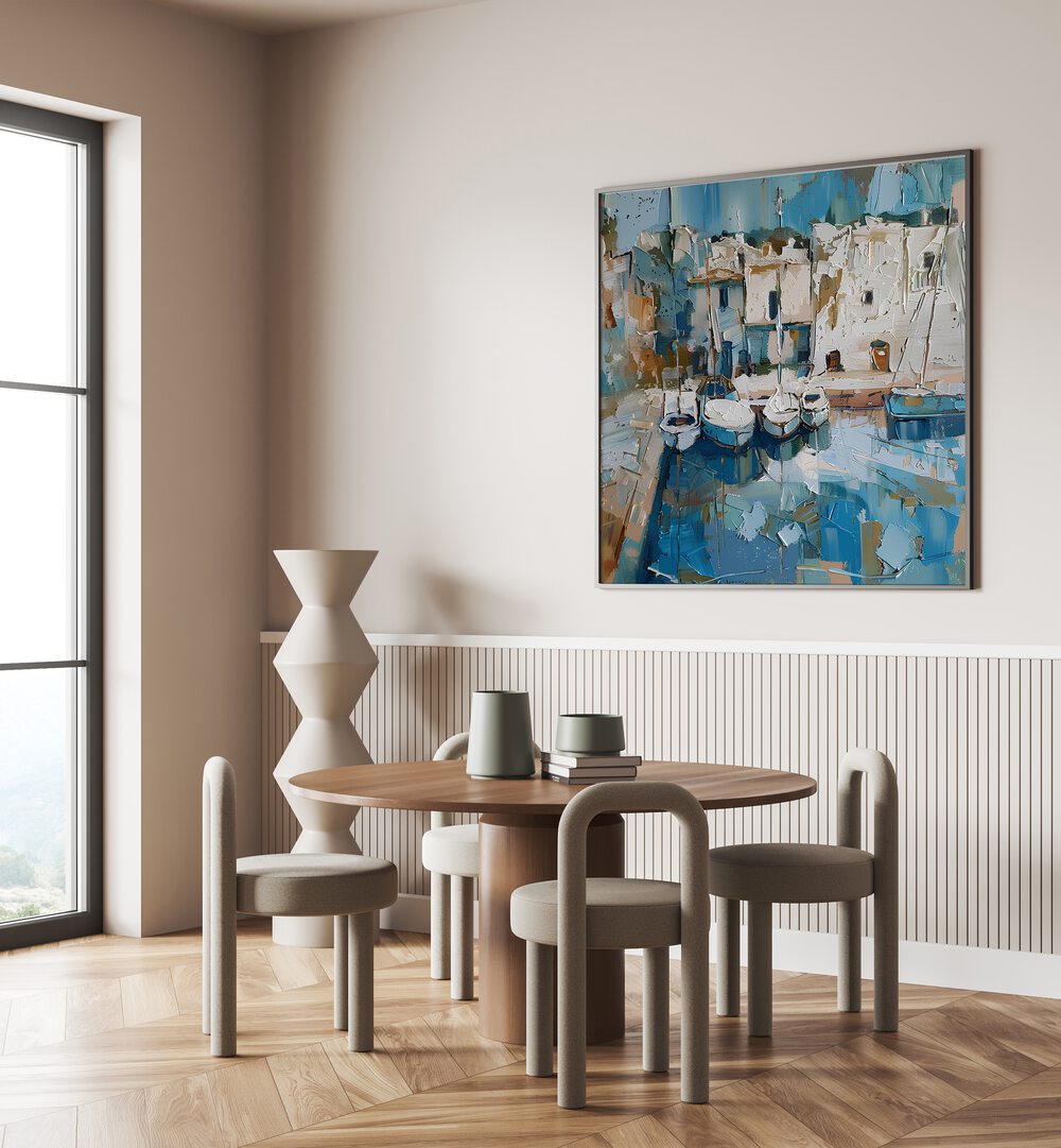 Beautifully designed, BOATS IN THE HARBOR MALLORCATHERAPY adds coastal serenity to your home decor.