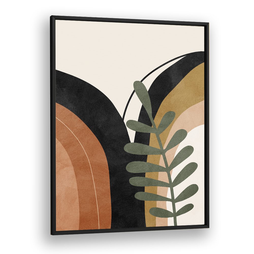 Boho Monstera Palm Leaf Boho Art Artwork in Black Plain Frame