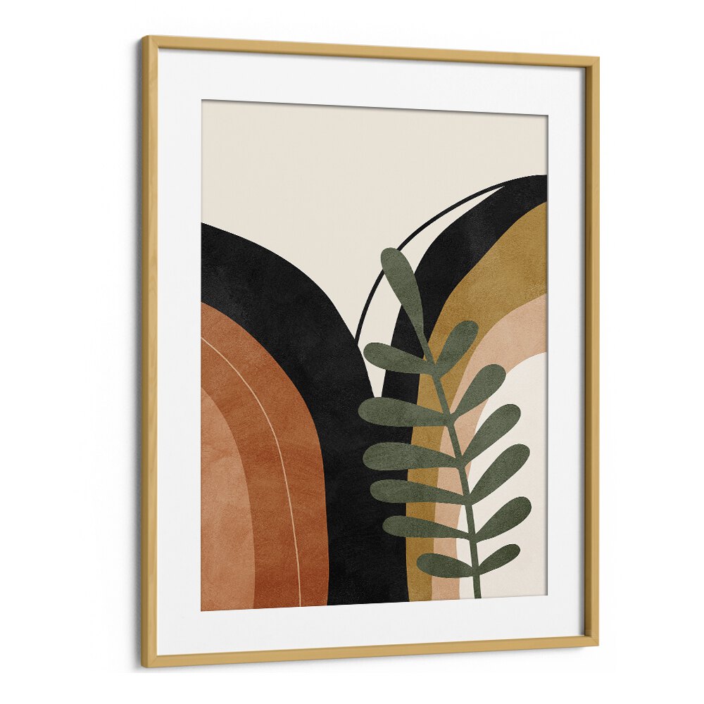 Boho Monstera Palm LeafBoho Art Artwork in Oak Wood Frame With Mount