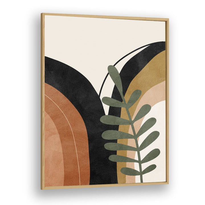 Boho Monstera Palm LeafBoho Art Artwork  in Oak Wood Plain Frame