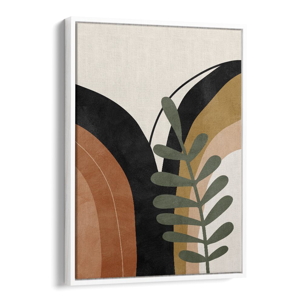 Boho Monstera Palm Leaf Boho Art  Artwork in White Floater Frame