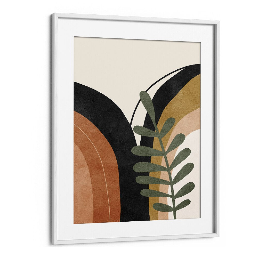 Boho Monstera Palm Leaf Boho Art  Artwork in White Frame With Mount