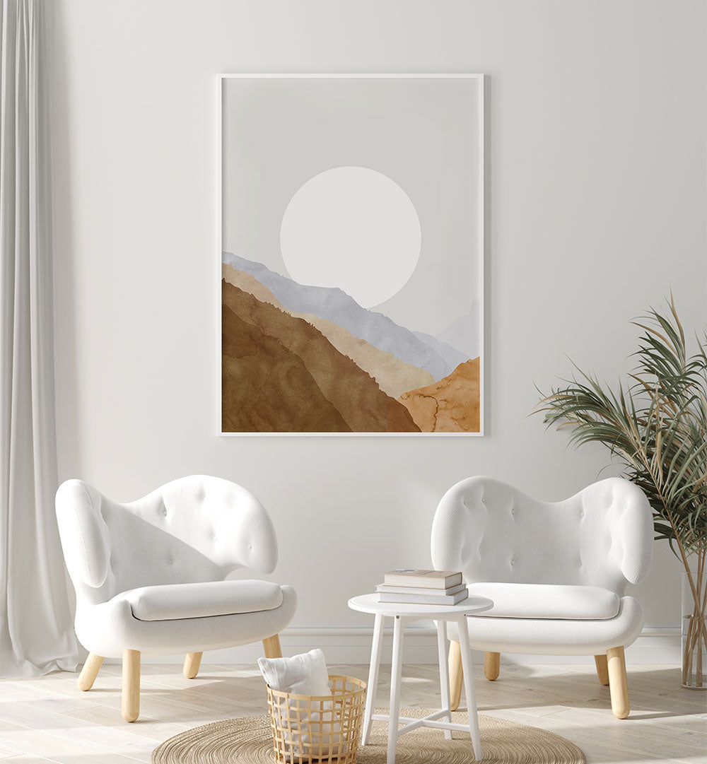 BOHO MOON AND MOUNTAINS , LANDSCAPE PAINTINGS