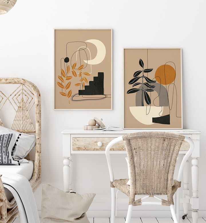 BOHO OASIS , SET OF 2 PAINTINGS