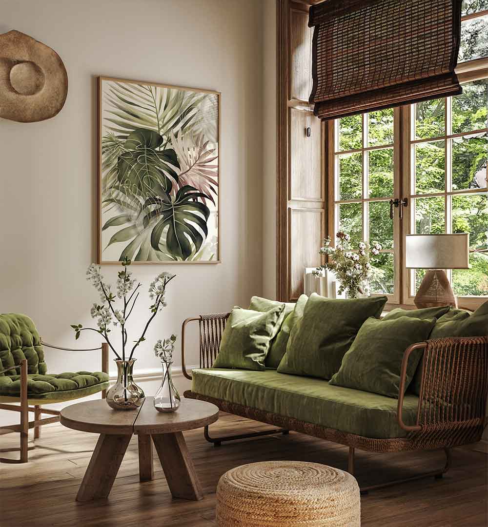 BOHO TROPICAL BOUQUET , FLORAL FLOWER PAINTINGS