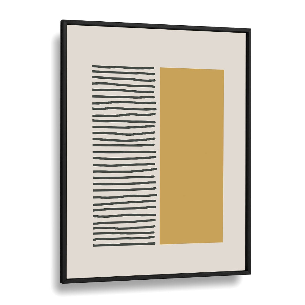 Bold Yellow And Black Stripes Geometric art Artwork in Black Plain Frame