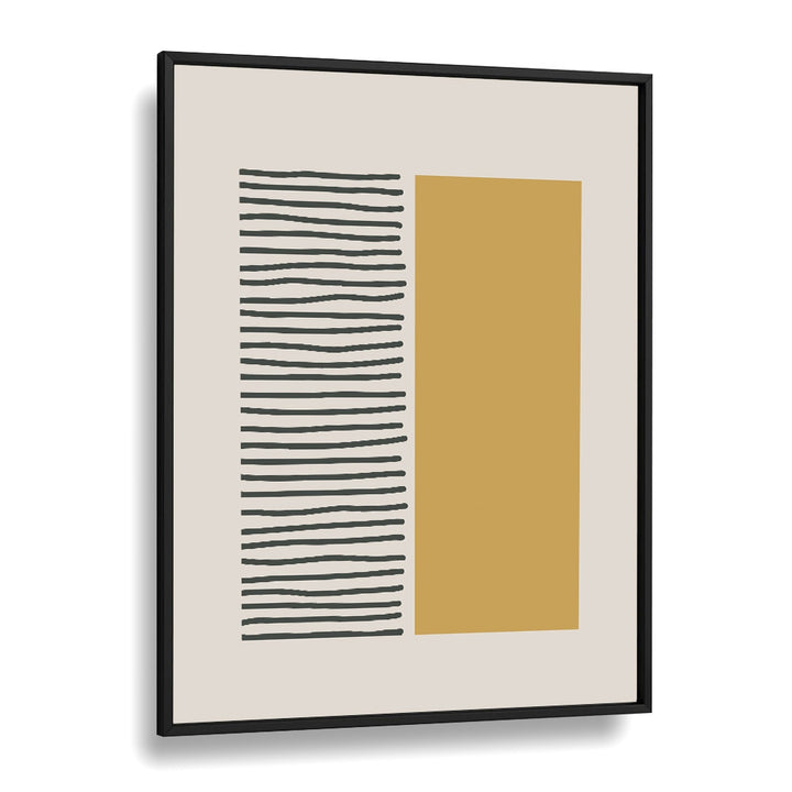 Bold Yellow And Black Stripes Geometric art Artwork in Black Plain Frame