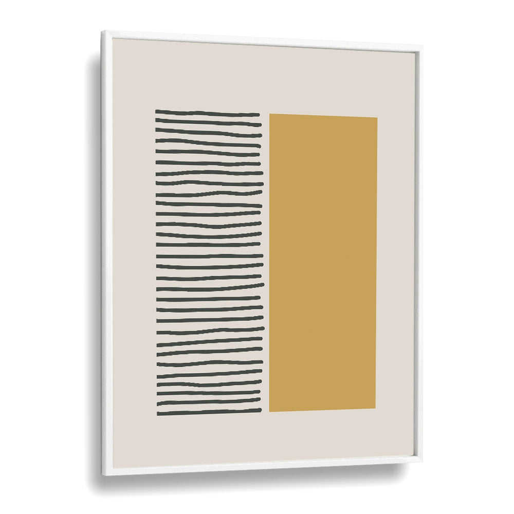 Bold Yellow And Black Stripes Geometric art Artwork in White Plain Frame